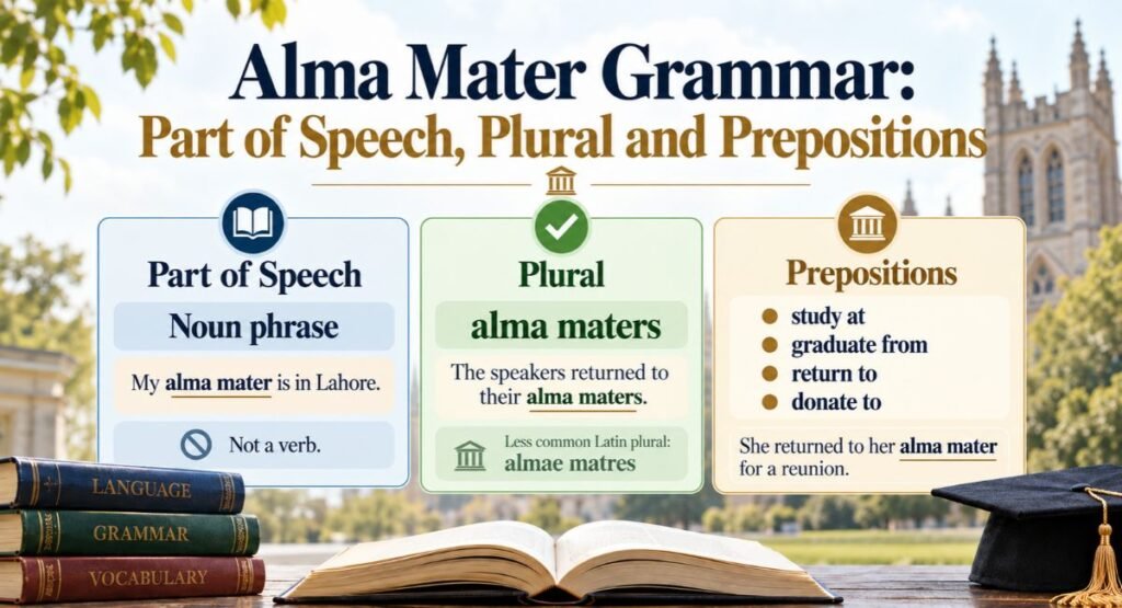 Alma Mater Grammar: Part of Speech, Plural and Prepositions