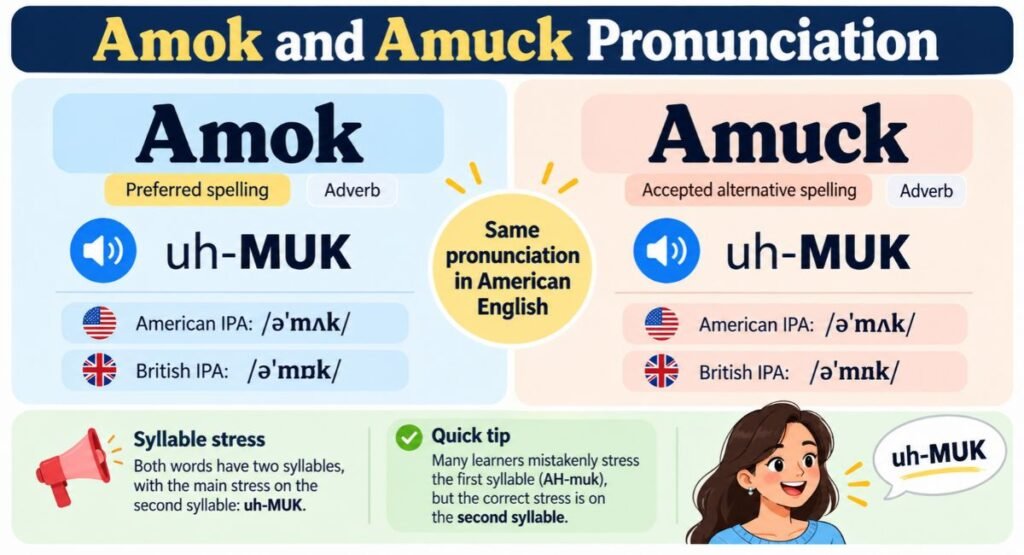 Amok and Amuck Pronunciation