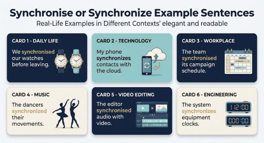 Synchronise or Synchronize Example Sentences