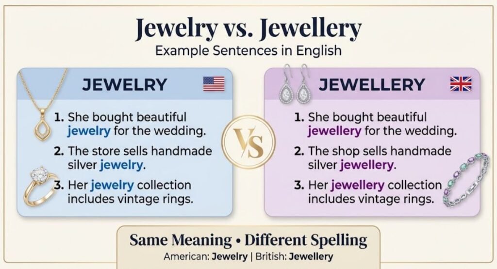 Jewelry vs. Jewellery Example Sentences