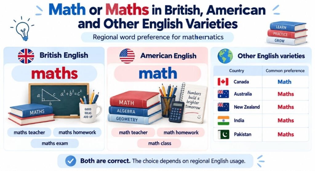Math or Maths in British, American and Other English Varieties
