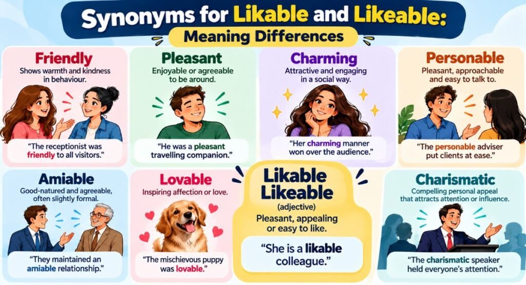 Synonyms for Likable and Likeable: Meaning Differences