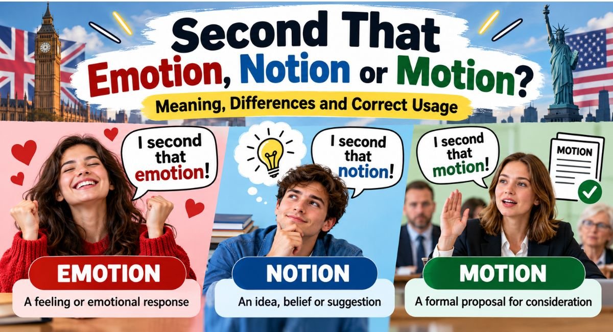 Second That Emotion, Notion, or Motion: Meaning and Correct Usage